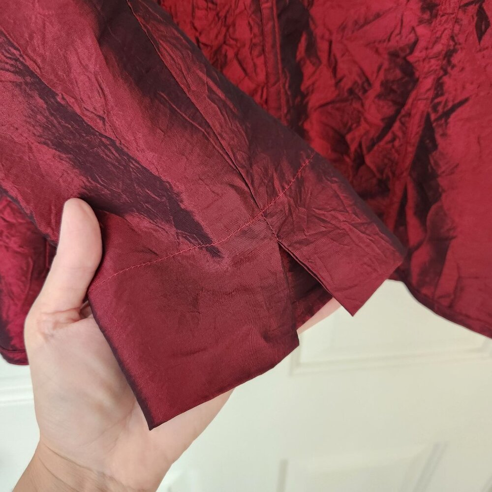 Chico's Metallic Red Crinkle Blazer Jacket Holiday Christmas Evening Dressy M - Picture 4 of 9